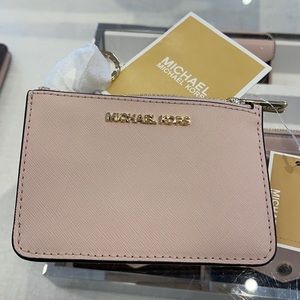 Michael Kors Jet Set Travel Small Leather Top Zip Coin Pouch With ID